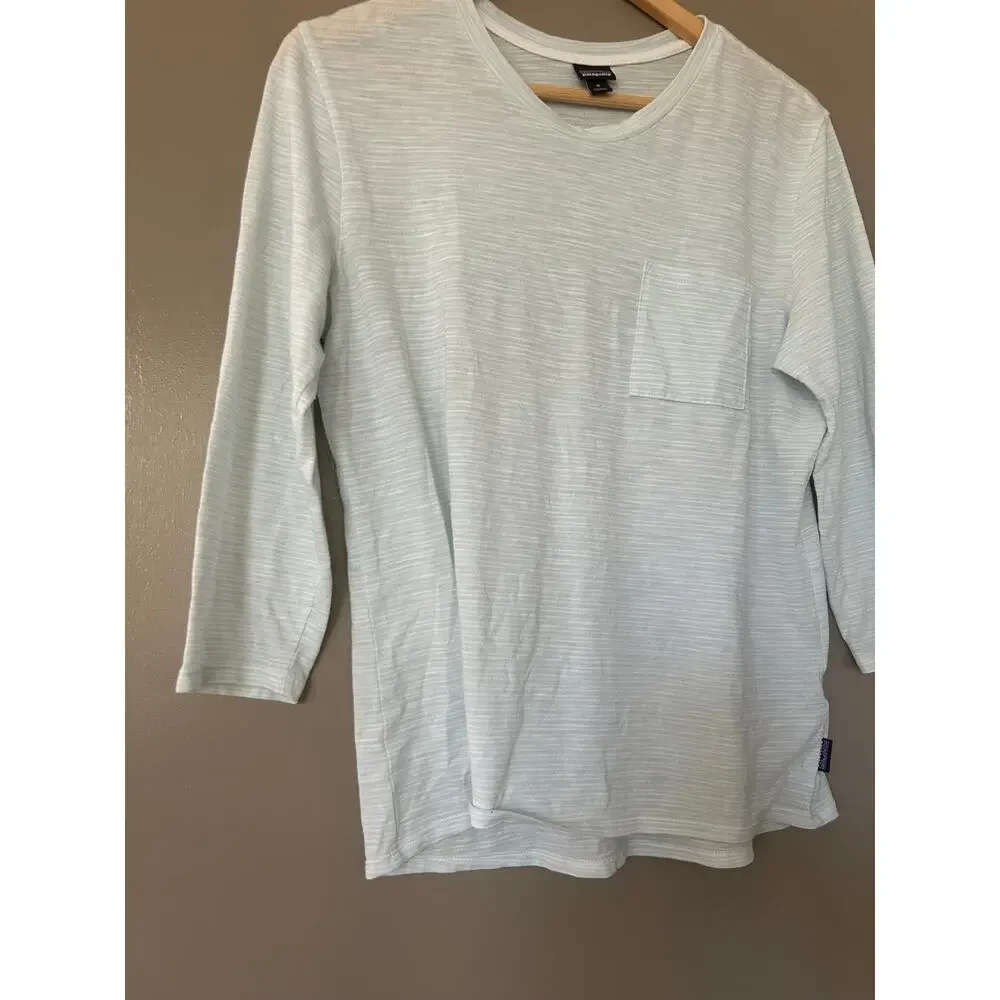Patagonia Mainstay 3/4 SleeveTop casual granolagirl Striped OrganicCotton Slub M